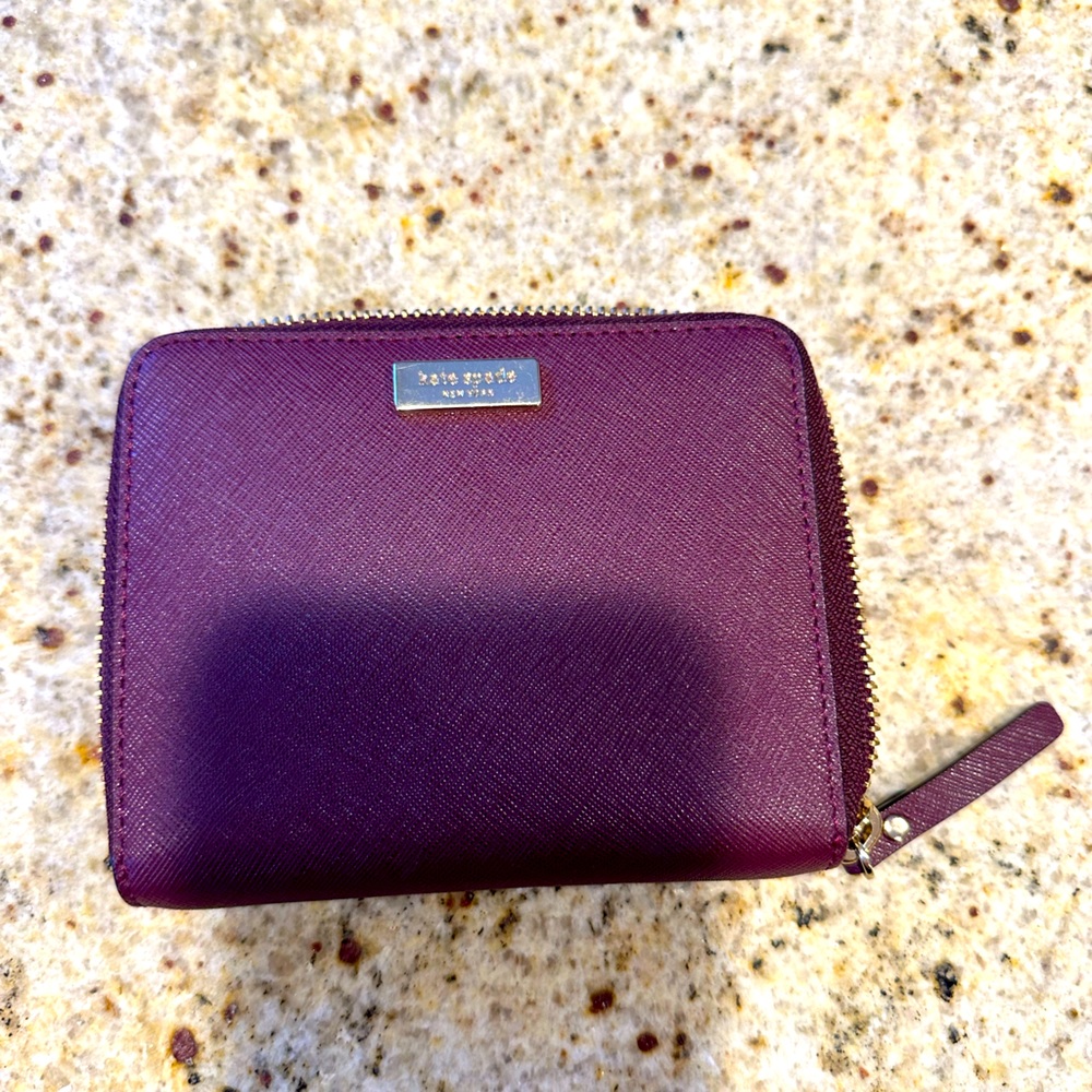 Kate Spade Laurel Way Darci Deep Plum Small Zip Around Wallet